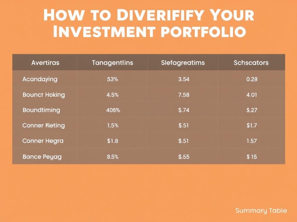     How to diversify your investment portfolio. Summary Table: Quick Steps to Diversify Your Investment Portfolio