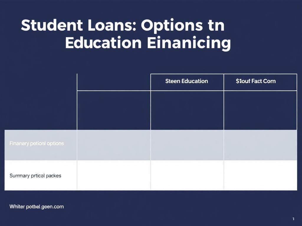     Student Loans: Options for Education Financing. Tableau récapitulatif des options de financement pour les études