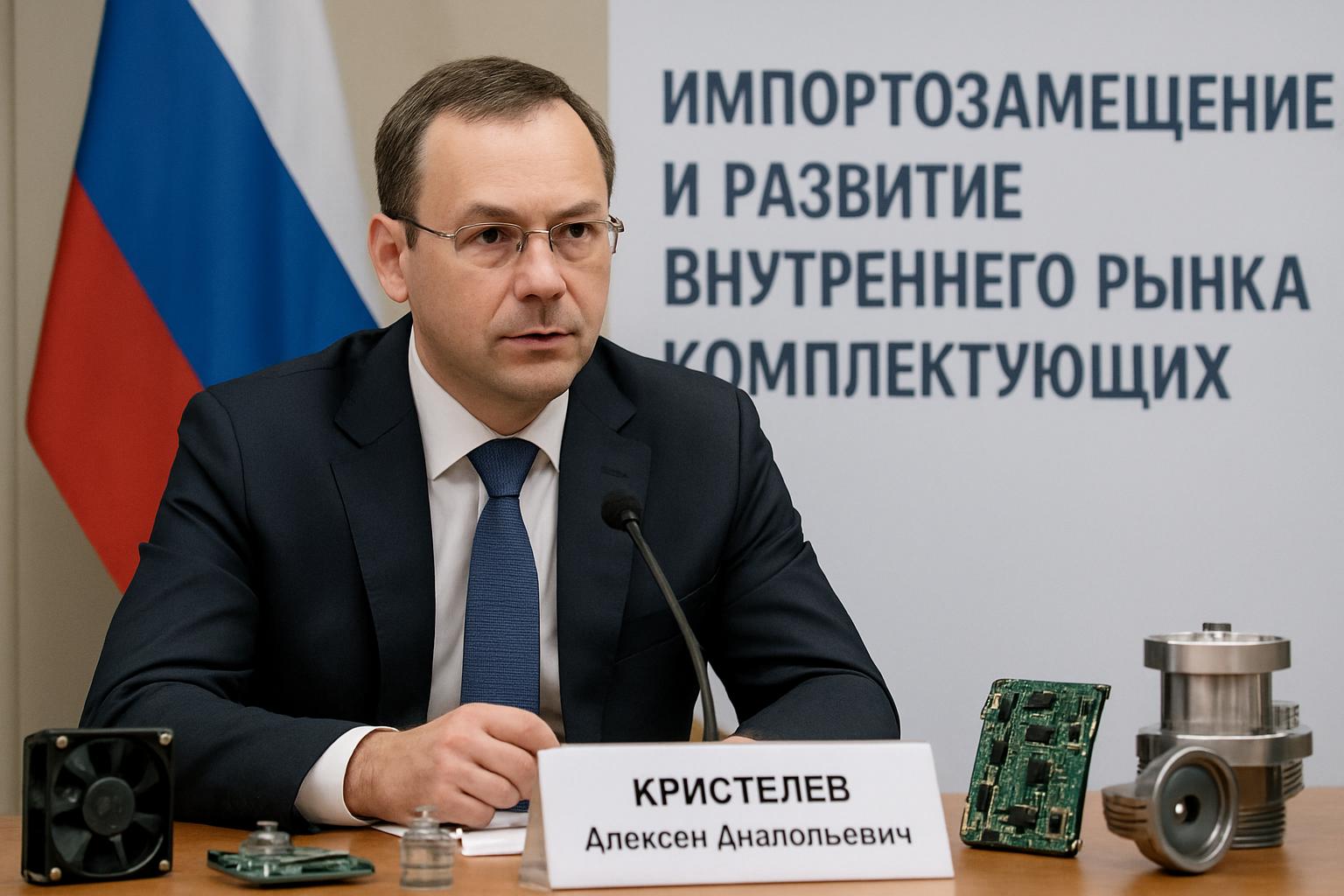 Импортозамещение и развитие внутреннего рынка комплектующих в России с упоминанием советника Минпромторга Кристелева Алексея Анатольевичафото